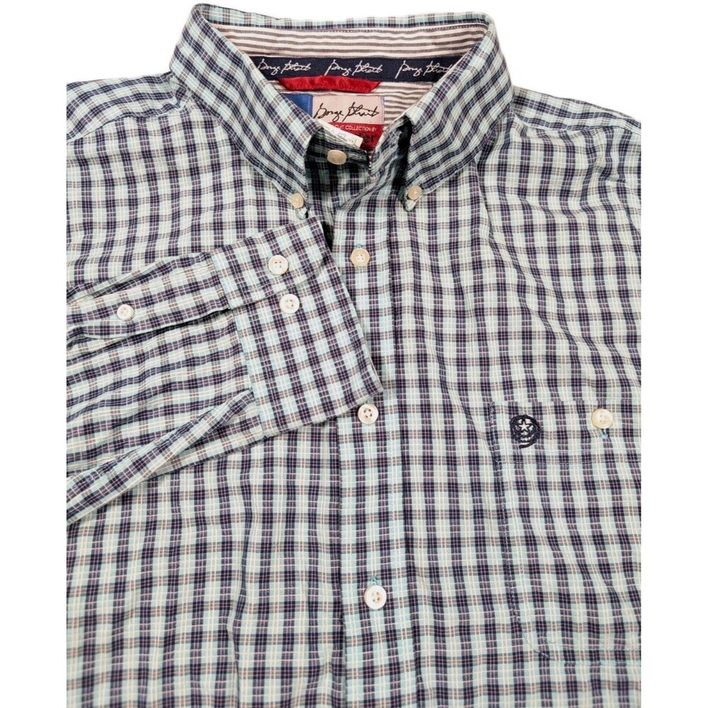 Wrangler George Straight Men's  3XLT Cowboy Cut Collection Blue Long Sleeve